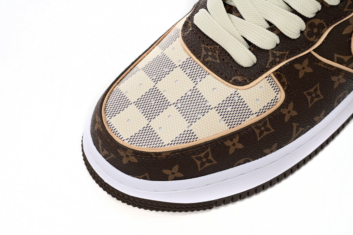 LV x Nike Air Force 1 07 Low White Coffee Shoes Sneakers - Praise To Heaven